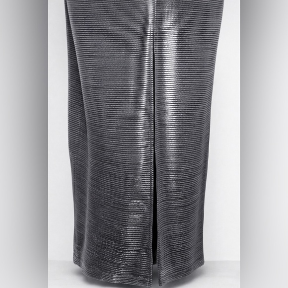 Free People Metallic Open Back Maxi Dress Silver Long Sleeve S XL - Picture 9 of 13